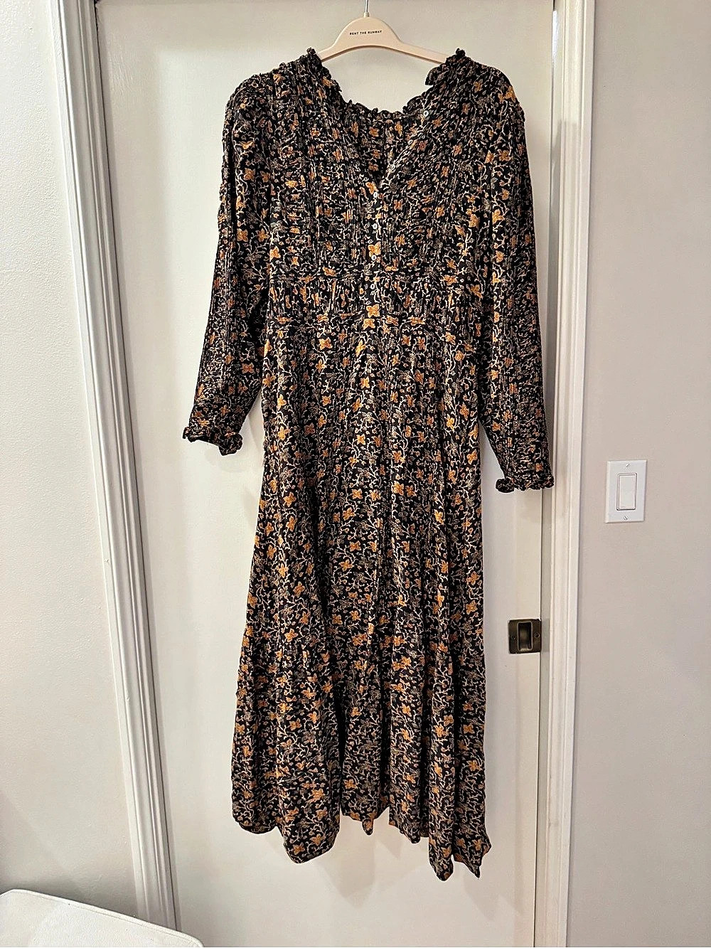 Doen Dress Fall Floral Maxi Dress in Black & Orange